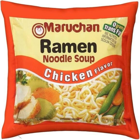 Funny Food Throw Pillow Cover 18x18 Velvet Soft Ramen Noodle Cushion for Sofa Be - Picture 7 of 7